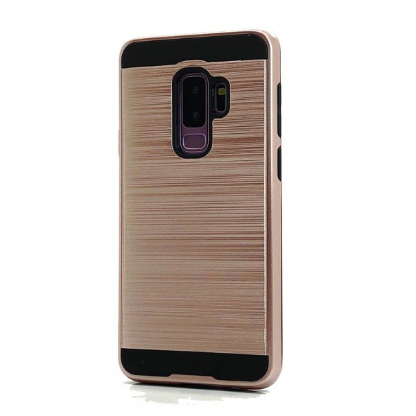 Slim Brushed Armor Hybrid Case for Galaxy S9 (Rose GOLD)